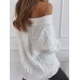 Women V  Neck Solid Color Knitting Hollow Out Casual Sweaters