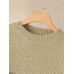 Women Contrast Color Patchwork Round Neck Long Sleeve Knitted Casual Sweater